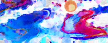 Modern fırça darbeleri. Poster, duvar sanatı, afiş, kart, kitap kapağı veya ambalaj için rahatlatıcı kompozisyonun yumuşak renkli çizimi. Pastel renklerle suluboya.