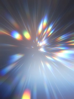 Parlak, canlı ve renkli duvar kağıtları. Parlayan parçacıkları ve çizgileri olan ışık patlaması yıldızı. Güzel soyut ışın arkaplanı.