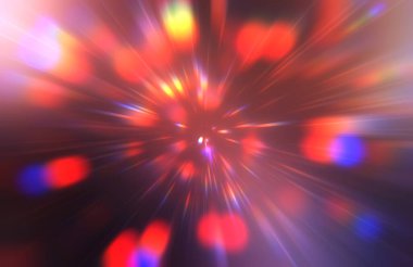 Parlak, canlı ve renkli duvar kağıtları. Parlayan parçacıkları ve çizgileri olan ışık patlaması yıldızı. Güzel soyut ışın arkaplanı.