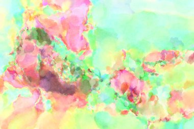 Modern fırça darbeleri. Poster, duvar sanatı, afiş, kart, kitap kapağı veya ambalaj için rahatlatıcı kompozisyonun yumuşak renkli çizimi. Pastel renklerle suluboya.