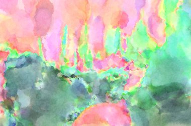 Modern fırça darbeleri. Poster, duvar sanatı, afiş, kart, kitap kapağı veya ambalaj için rahatlatıcı kompozisyonun yumuşak renkli çizimi. Pastel renklerle suluboya.