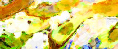 Modern fırça darbeleri. Poster, duvar sanatı, afiş, kart, kitap kapağı veya ambalaj için rahatlatıcı kompozisyonun yumuşak renkli çizimi. Pastel renklerle suluboya.