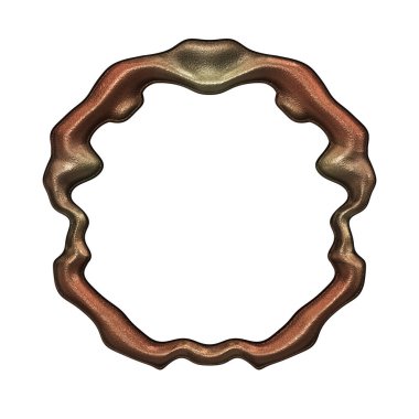 Üç boyutlu metalik illüstrasyon. Beyaz arka planda izole edilmiş fantezi çerçevesi. Davetiyeler, posterler, menü, hatıra defteri ve sunum için mükemmel. Metnin için şablon.