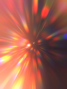 Parlak, canlı ve renkli duvar kağıtları. Parlayan parçacıkları ve çizgileri olan ışık patlaması yıldızı. Güzel soyut ışın arkaplanı.