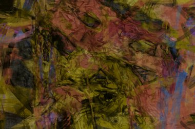 Kaos duvarı sanatı. Sanatsal canlılık ve renkli duvar kâğıdı. Kaotik resim. Taranmış Boyalı Soyut Arkaplan. Fırça darbesi ile boyanmış. Tuval üzerinde etkileyici fırçalanmış resim