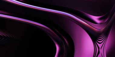 Renkli dalgalı yansıtıcı duvar kağıdının üç boyutlu çizimi. Duvar kağıdı, afiş, arkaplan, kart, kitap kapağı veya web sitesi için grafiksel illüstrasyon. Soyut arkaplan. 