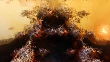 Tuval üzerinde etkileyici fırçalanmış resim. Soyut doku. 2D çizim. Geniş fırça darbeleri. Modern dijital sanat. Çağdaş fırça. Modern ifade. Popüler biçim boyanmış resim.