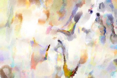 Modern fırça darbeleri. Poster, duvar sanatı, afiş, kart, kitap kapağı veya ambalaj için rahatlatıcı kompozisyonun yumuşak renkli çizimi. Pastel renklerle suluboya.