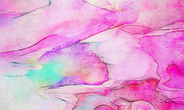 Boya üzerine ekşi mürekkep çizimi. Vahşi soyut illüstrasyon arka planı. Yaratıcı renkli duvar kağıdı. Aşırı kasvetli duvar kapağı. Kaotik resim.