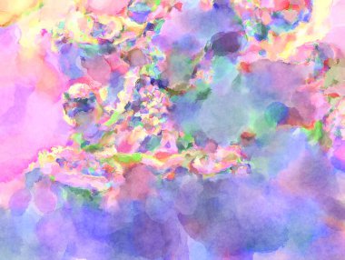 Modern fırça darbeleri. Poster, duvar sanatı, afiş, kart, kitap kapağı veya ambalaj için rahatlatıcı kompozisyonun yumuşak renkli çizimi. Pastel renklerle suluboya.