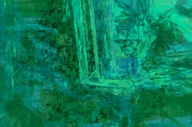 Kaos duvarı sanatı. Sanatsal canlılık ve renkli duvar kâğıdı. Kaotik resim. Taranmış Boyalı Soyut Arkaplan. Fırça darbesi ile boyanmış. Tuval üzerinde etkileyici fırçalanmış resim