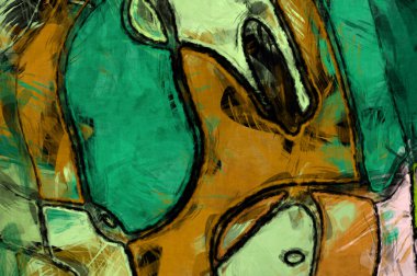 Kaos duvarı sanatı. Sanatsal canlılık ve renkli duvar kâğıdı. Kaotik resim. Taranmış Boyalı Soyut Arkaplan. Fırça darbesi ile boyanmış. Tuval üzerinde etkileyici fırçalanmış resim