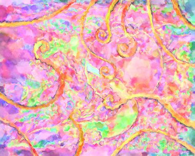 Modern fırça darbeleri. Poster, duvar sanatı, afiş, kart, kitap kapağı veya ambalaj için rahatlatıcı kompozisyonun yumuşak renkli çizimi. Pastel renklerle suluboya.