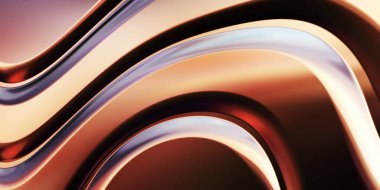 Renkli dalgalı yansıtıcı duvar kağıdının üç boyutlu çizimi. Duvar kağıdı, afiş, arkaplan, kart, kitap kapağı veya web sitesi için grafiksel illüstrasyon. Soyut arkaplan. 