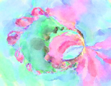 Modern fırça darbeleri. Poster, duvar sanatı, afiş, kart, kitap kapağı veya ambalaj için rahatlatıcı kompozisyonun yumuşak renkli çizimi. Pastel renklerle suluboya.