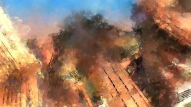 Tuval üzerinde etkileyici fırçalanmış resim. Soyut doku. 2D çizim. Geniş fırça darbeleri. Modern dijital sanat. Çağdaş fırça. Modern ifade. Popüler biçim boyanmış resim.