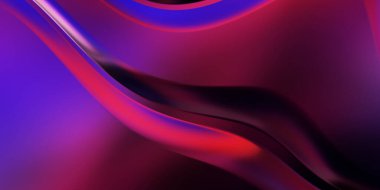 Renkli dalgalı yansıtıcı duvar kağıdının üç boyutlu çizimi. Duvar kağıdı, afiş, arkaplan, kart, kitap kapağı veya web sitesi için grafiksel illüstrasyon. Soyut arkaplan. 