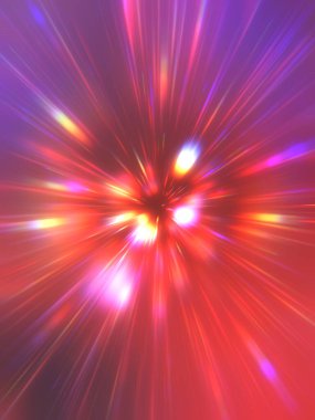 Parlak, canlı ve renkli duvar kağıtları. Parlayan parçacıkları ve çizgileri olan ışık patlaması yıldızı. Güzel soyut ışın arkaplanı.