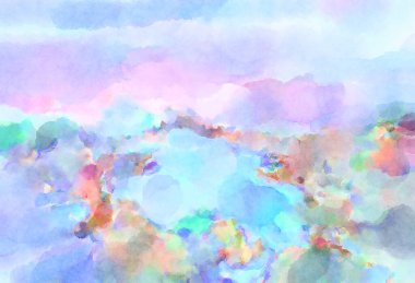 Modern fırça darbeleri. Poster, duvar sanatı, afiş, kart, kitap kapağı veya ambalaj için rahatlatıcı kompozisyonun yumuşak renkli çizimi. Pastel renklerle suluboya.