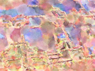 Modern fırça darbeleri. Poster, duvar sanatı, afiş, kart, kitap kapağı veya ambalaj için rahatlatıcı kompozisyonun yumuşak renkli çizimi. Pastel renklerle suluboya.