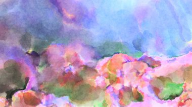Modern fırça darbeleri. Poster, duvar sanatı, afiş, kart, kitap kapağı veya ambalaj için rahatlatıcı kompozisyonun yumuşak renkli çizimi. Pastel renklerle suluboya.
