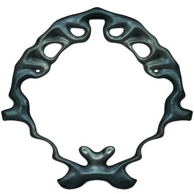 Üç boyutlu metalik illüstrasyon. Beyaz arka planda izole edilmiş fantezi çerçevesi. Davetiyeler, posterler, menü, hatıra defteri ve sunum için mükemmel. Metnin için şablon.