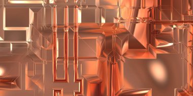 Parlak saten kaplama yüzey teknolojisi 3 boyutlu desen. Lüks yansımalı metal panel dokusu. Arkaplan, duvar kağıdı, uzay gemisi gövdesi için cilalanmış geometrik metal yansıtıcı fütüristik malzeme.