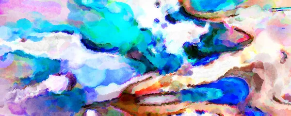 現代のブラシストローク絵画 ポスター 壁アート バナー カード ブックカバーやパッケージのためのなだめるような組成の柔らかい色のイラストを描いた パステルカラーの水彩抽象画 — ストック写真