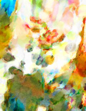 Modern fırça darbeleri. Poster, duvar sanatı, afiş, kart, kitap kapağı veya ambalaj için rahatlatıcı kompozisyonun yumuşak renkli çizimi. Pastel renklerle suluboya.