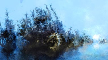 Tuval üzerinde etkileyici fırçalanmış resim. Soyut doku. 2D çizim. Geniş fırça darbeleri. Modern dijital sanat. Çağdaş fırça. Modern ifade. Popüler biçim boyanmış resim.