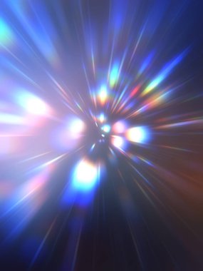 Parlak, canlı ve renkli duvar kağıtları. Parlayan parçacıkları ve çizgileri olan ışık patlaması yıldızı. Güzel soyut ışın arkaplanı.