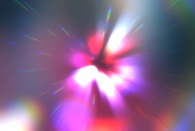 Parlak, canlı ve renkli duvar kağıtları. Parlayan parçacıkları ve çizgileri olan ışık patlaması yıldızı. Güzel soyut ışın arkaplanı.