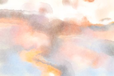 Modern fırça darbeleri. Poster, duvar sanatı, afiş, kart, kitap kapağı veya ambalaj için rahatlatıcı kompozisyonun yumuşak renkli çizimi. Pastel renklerle suluboya.