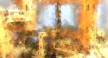 Tuval üzerinde etkileyici fırçalanmış resim. Soyut doku. 2D çizim. Geniş fırça darbeleri. Modern dijital sanat. Çağdaş fırça. Modern ifade. Popüler biçim boyanmış resim.