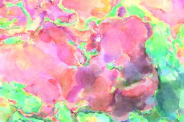 Modern fırça darbeleri. Poster, duvar sanatı, afiş, kart, kitap kapağı veya ambalaj için rahatlatıcı kompozisyonun yumuşak renkli çizimi. Pastel renklerle suluboya.