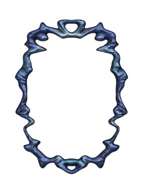 Üç boyutlu metalik illüstrasyon. Beyaz arka planda izole edilmiş fantezi çerçevesi. Davetiyeler, posterler, menü, hatıra defteri ve sunum için mükemmel. Metnin için şablon.