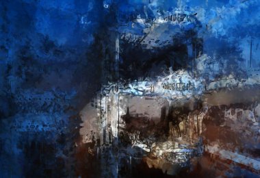 Tuval üzerinde etkileyici fırçalanmış resim. Soyut doku. 2D çizim. Geniş fırça darbeleri. Modern dijital sanat. Çağdaş fırça. Modern ifade. Popüler biçim boyanmış resim.