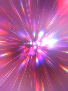 Parlak, canlı ve renkli duvar kağıtları. Parlayan parçacıkları ve çizgileri olan ışık patlaması yıldızı. Güzel soyut ışın arkaplanı.
