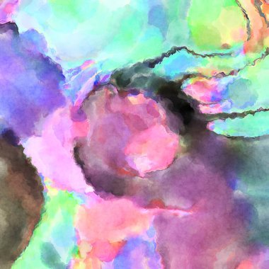 Modern fırça darbeleri. Poster, duvar sanatı, afiş, kart, kitap kapağı veya ambalaj için rahatlatıcı kompozisyonun yumuşak renkli çizimi. Pastel renklerle suluboya.