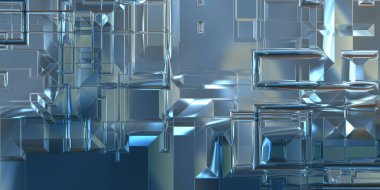 Parlak saten kaplama yüzey teknolojisi 3 boyutlu desen. Lüks yansımalı metal panel dokusu. Arkaplan, duvar kağıdı, uzay gemisi gövdesi için cilalanmış geometrik metal yansıtıcı fütüristik malzeme.
