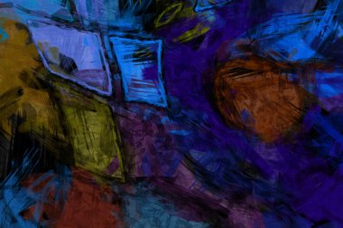 Kaos duvarı sanatı. Sanatsal canlılık ve renkli duvar kâğıdı. Kaotik resim. Taranmış Boyalı Soyut Arkaplan. Fırça darbesi ile boyanmış. Tuval üzerinde etkileyici fırçalanmış resim