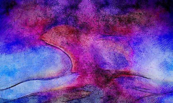 Szkic Tuszu Malarstwie Dzikie Abstrakcyjne Tło Ilustracji Kreatywne Kolorowe Tapety — Zdjęcie stockowe
