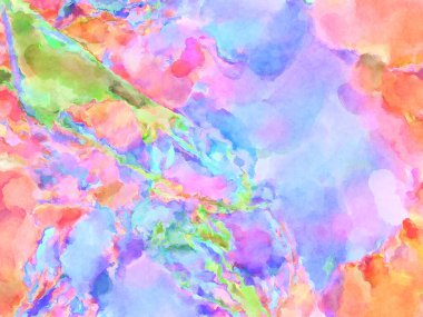 Modern fırça darbeleri. Poster, duvar sanatı, afiş, kart, kitap kapağı veya ambalaj için rahatlatıcı kompozisyonun yumuşak renkli çizimi. Pastel renklerle suluboya.