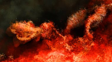 Tuval üzerinde etkileyici fırçalanmış resim. Soyut doku. 2D çizim. Geniş fırça darbeleri. Modern dijital sanat. Çağdaş fırça. Modern ifade. Popüler biçim boyanmış resim.