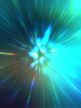 Parlak, canlı ve renkli duvar kağıtları. Parlayan parçacıkları ve çizgileri olan ışık patlaması yıldızı. Güzel soyut ışın arkaplanı.