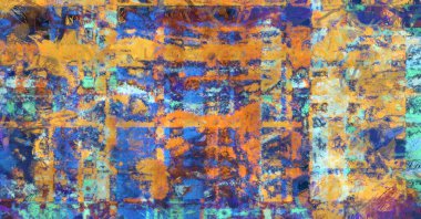 Kaos duvarı sanatı. Sanatsal canlılık ve renkli duvar kâğıdı. Kaotik resim. Taranmış Boyalı Soyut Arkaplan. Fırça darbesi ile boyanmış. Tuval üzerinde etkileyici fırçalanmış resim