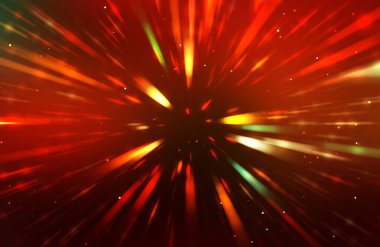 Parlak, canlı ve renkli duvar kağıtları. Parlayan parçacıkları ve çizgileri olan ışık patlaması yıldızı. Güzel soyut ışın arkaplanı.