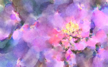 Modern fırça darbeleri. Poster, duvar sanatı, afiş, kart, kitap kapağı veya ambalaj için rahatlatıcı kompozisyonun yumuşak renkli çizimi. Pastel renklerle suluboya.