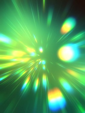 Parlak, canlı ve renkli duvar kağıtları. Parlayan parçacıkları ve çizgileri olan ışık patlaması yıldızı. Güzel soyut ışın arkaplanı.