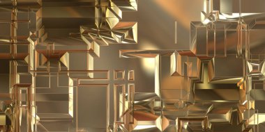 Parlak saten kaplama yüzey teknolojisi 3 boyutlu desen. Lüks yansımalı metal panel dokusu. Arkaplan, duvar kağıdı, uzay gemisi gövdesi için cilalanmış geometrik metal yansıtıcı fütüristik malzeme.